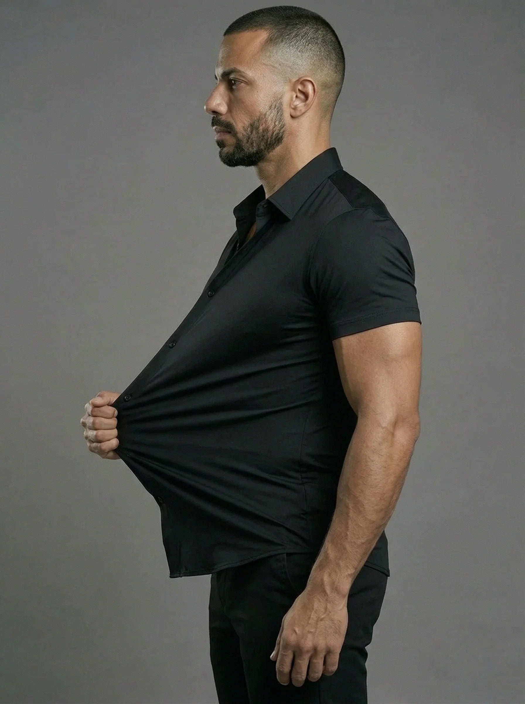 Short Sleeve Muscle Dress Shirt - Stretch Fit