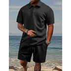 Men’s Casual Polo Shirt & Drawstring Shorts Set