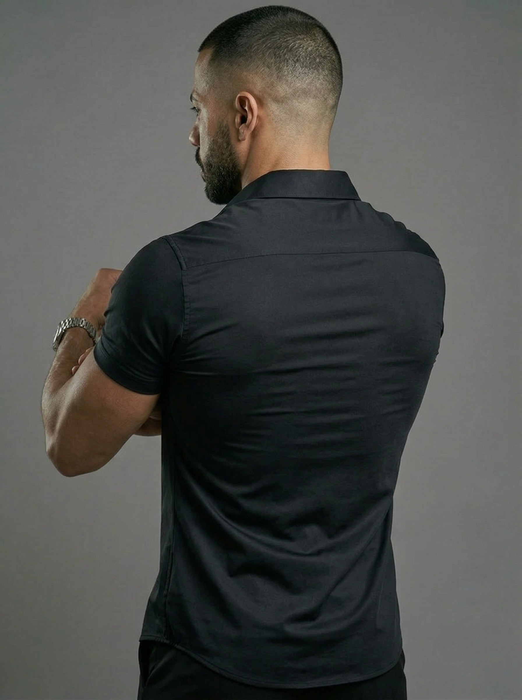 Short Sleeve Muscle Dress Shirt - Stretch Fit