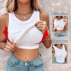 Ribbed Workout Tank Top with Built-in Bra for Women