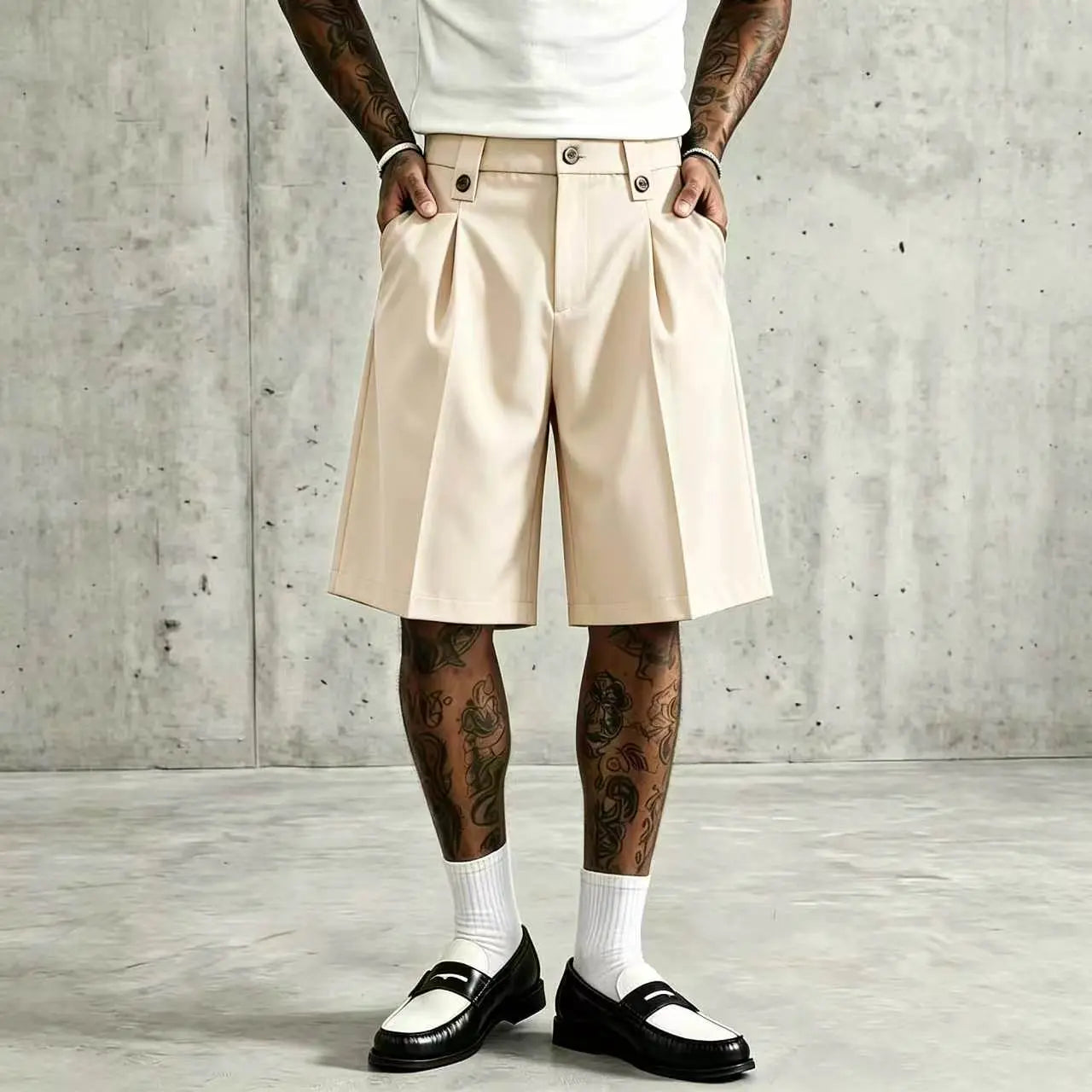 Men’s Old Money Pleated Suit Shorts
