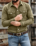 Washed Cotton Button Work Shirt