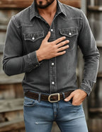 Washed Cotton Button Work Shirt