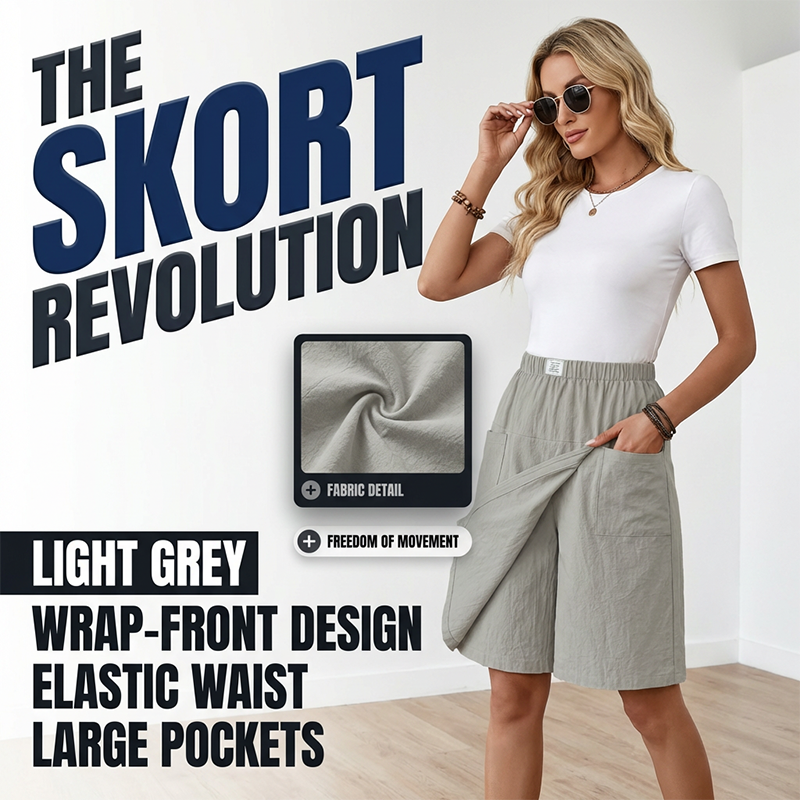 🩳New arrival 50% OFF💥Women's Casual Elastic Waist Wrap Skort
