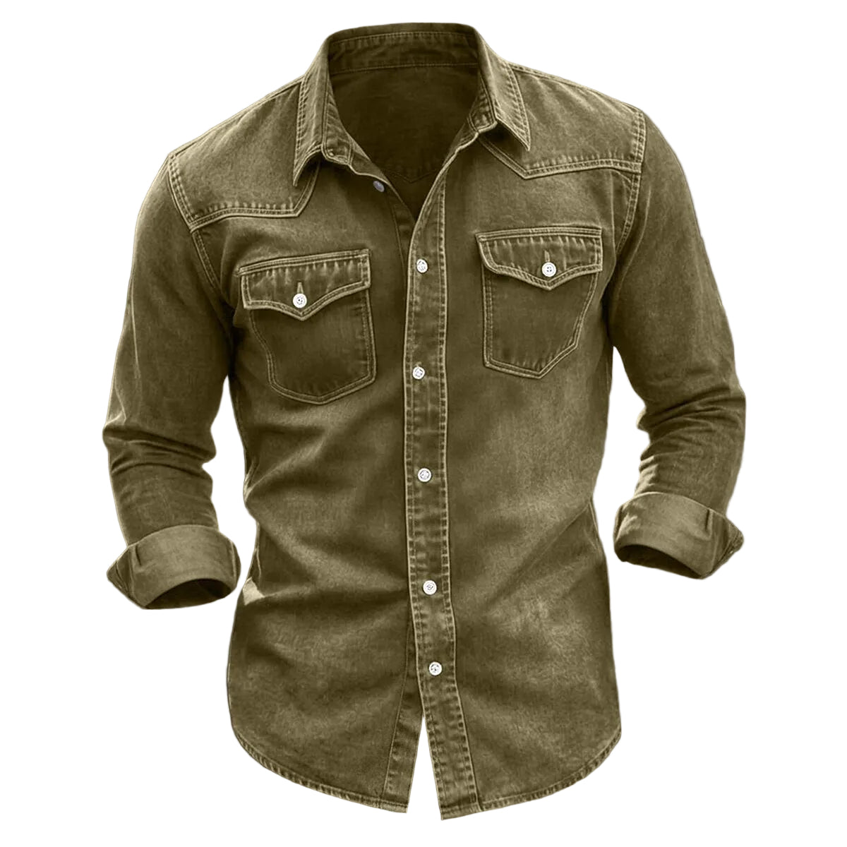 Washed Cotton Button Work Shirt